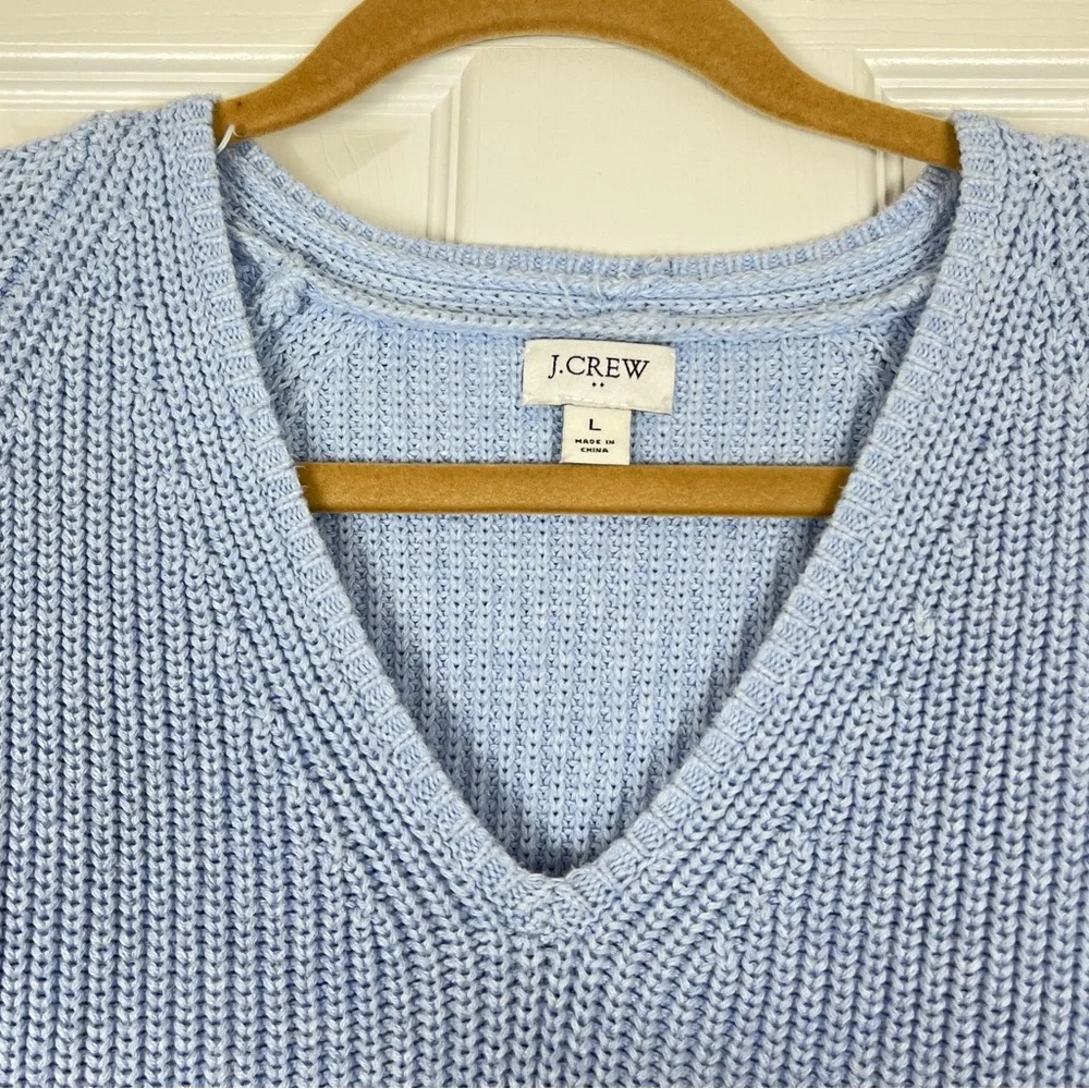 J. Crew Re-Imagined V-Neck Ribbed Tunic Sweater Sz L Light Blue